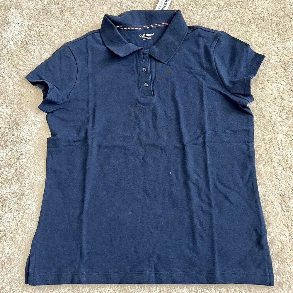 Lot 4 OLD NAVY Girls X-Large 14-16 Plus Polo Shirt Short Sleeve Navy & Baby Blue